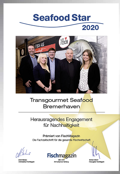Transgourmet Seafood-Parkett Star Urkunde Transgourmet Seafood