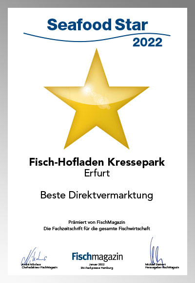 Fisch-Hofladen Kressepark Erfurt-Parkett Star Urkunde Fisch-Hofladen Kressepark Erfurt