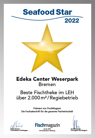 Edeka Center Weserpark-Parkett Star Urkunde Edeka Center Weserpark