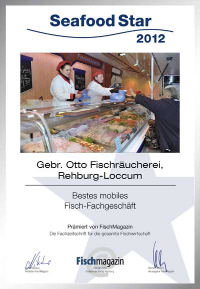 Gebrüder Otto Fischräucherei-Parkett Star Urkunde Gebrüder Otto Fischräucherei