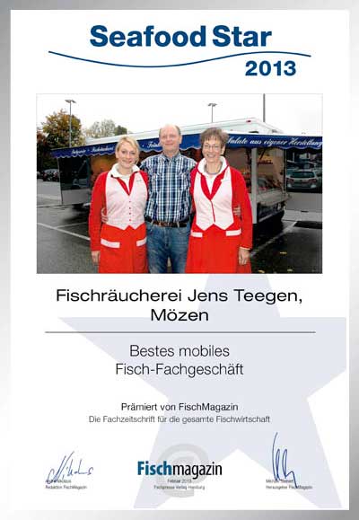 Fischräucherei Jens Teegen-Parkett Star Urkunde Fischräucherei Jens Teegen