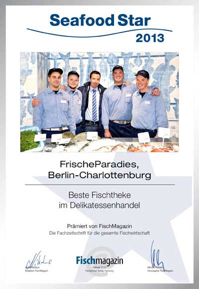FrischeParadies Berlin-Charlottenburg-Parkett Star Urkunde FrischeParadies Berlin-Charlottenburg