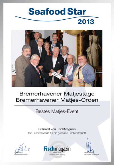 www.matjesorden.de<BR/>Bremerhavener Matjes-Orden-Parkett Star Urkunde www.matjesorden.de<BR/>Bremerhavener Matjes-Orden