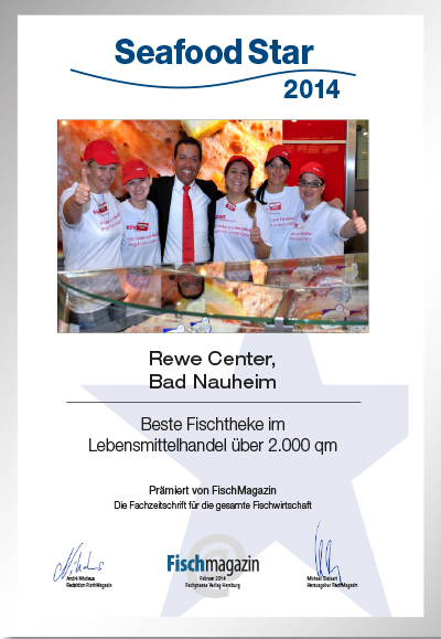 Rewe Center Bad Nauheim-Parkett Star Urkunde Rewe Center Bad Nauheim
