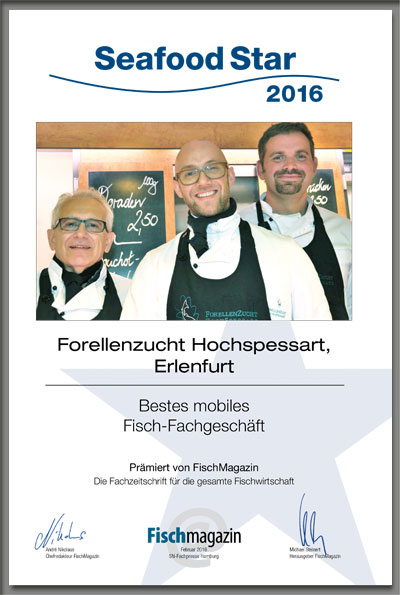 Forellenzucht Hochspessart R.Grimm & Co. GbR-Parkett Star Urkunde Forellenzucht Hochspessart R.Grimm & Co. GbR