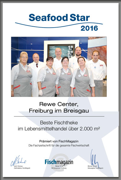 Rewe Regiemarkt GmbH Freiburg-Parkett Star Urkunde Rewe Regiemarkt GmbH Freiburg