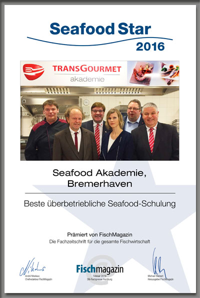 Transgourmet Seafood Akademie-Parkett Star Urkunde Transgourmet Seafood Akademie