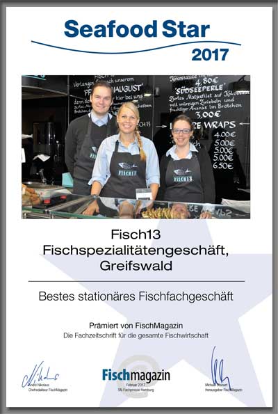 Fisch13-Parkett Star Urkunde Fisch13