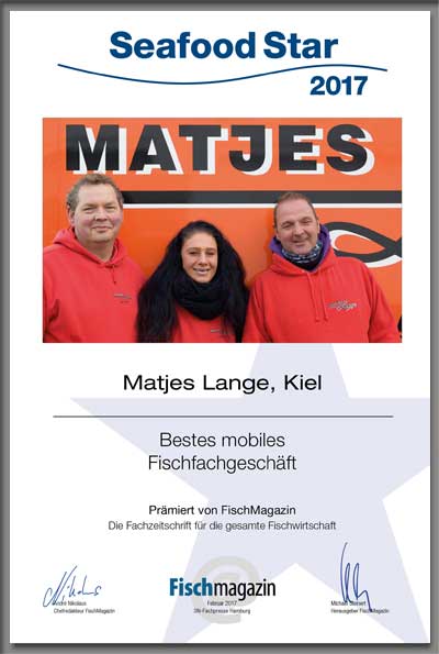 Matjes Lange-Parkett Star Urkunde Matjes Lange