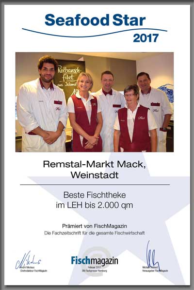Remstal-Markt Mack-Parkett Star Urkunde Remstal-Markt Mack